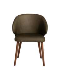 Barker and Stonehouse Minerva Curved Dining Chair in Green, Leather - thumbnail 3