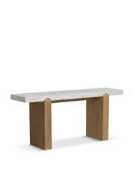 Barker and Stonehouse Plover Rectangular Marble 180cm Console Table With Oak Wood Legs Neutral - thumbnail 1