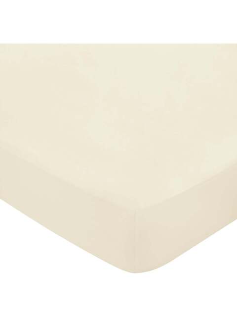 Bedeck of Belfast Fine Linens 400 Thread Count Sateen Plain Dye Fitted Sheet in Chalk, Cotton, Size Double