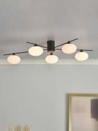 Dar Lighting Jaspert Semi Flush Ceiling Light in Matt Black - thumbnail 5