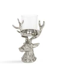 Culinary Concepts Mini Stag Head Hurricane Lantern in Silver