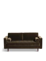 Barker and Stonehouse Hemingway Velvet Sofa in Green, Size 2 Seater - thumbnail 1