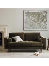 Barker and Stonehouse Hemingway Velvet Sofa in Green, Size 2 Seater - thumbnail 2