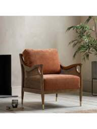 Barker and Stonehouse Fabric Accent Chair With Rattan in Orange - thumbnail 2