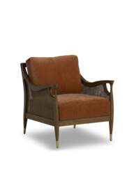 Barker and Stonehouse Fabric Accent Chair With Rattan in Orange