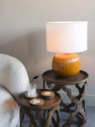 Libra Interiors Bruno Ceramic Table Lamp Burnt Ochre in Ochre Brown, Size 38x38x51 - thumbnail 2