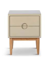 Heal's Amira 2 Drawer Bedside Table Painted Oatmeal in Beige, Oak