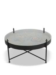 Libra Interiors Palladium Coffee Table With Moving Dials in Black Gold, Size 100x100x51