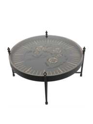 Libra Interiors Palladium Coffee Table With Moving Dials in Black Gold, Size 100x100x51 - thumbnail 4