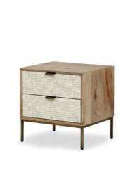 Libra Interiors Nerida Bone Inlay Bedside Table Cream in Cream/Neutral, Size H50xW50xD4 - thumbnail 1