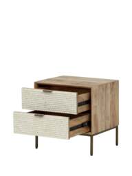 Libra Interiors Nerida Bone Inlay Bedside Table Cream in Cream/Neutral, Size H50xW50xD4 - thumbnail 2