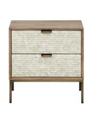 Libra Interiors Nerida Bone Inlay Bedside Table Cream in Cream/Neutral, Size H50xW50xD4 - thumbnail 3
