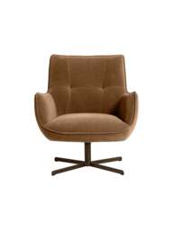 Barker and Stonehouse Milne Rustic Swivel Armchair in Light Brown Velvet - thumbnail 2