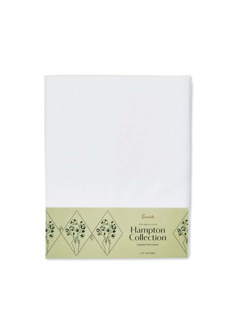Fenwick at Home Hampton Fitted Sheet in White, Cotton, Size Double