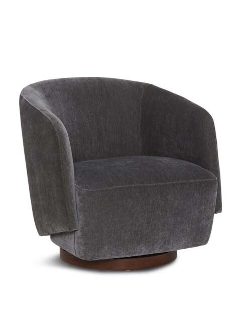 Barker and Stonehouse Pellaro Velvet Swivel Armchair, in Grey - image 1