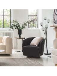 Barker and Stonehouse Pellaro Velvet Swivel Armchair, in Grey - thumbnail 2