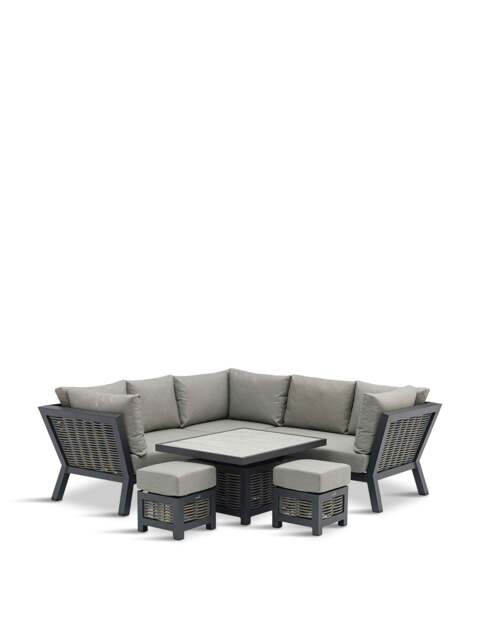 Bramblecrest Tuscan 8-Seater Rattan Corner Sofa Set With Dual Height Table & 2 Stools