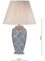 Dar Lighting Ely Table Lamp Blue Base in Blue Ceramic, Cotton - thumbnail 5
