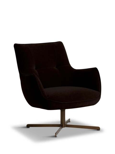 Barker and Stonehouse Milne Dark Brown Fabric Swivel Armchair in Dark Brown Velvet - image 1