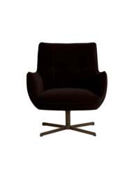Barker and Stonehouse Milne Dark Brown Fabric Swivel Armchair in Dark Brown Velvet - thumbnail 2