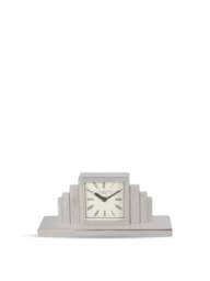 Libra Interiors Plaza Nickel Mantel Clock in Silver, Steel, Size 34x10x15 - thumbnail 1