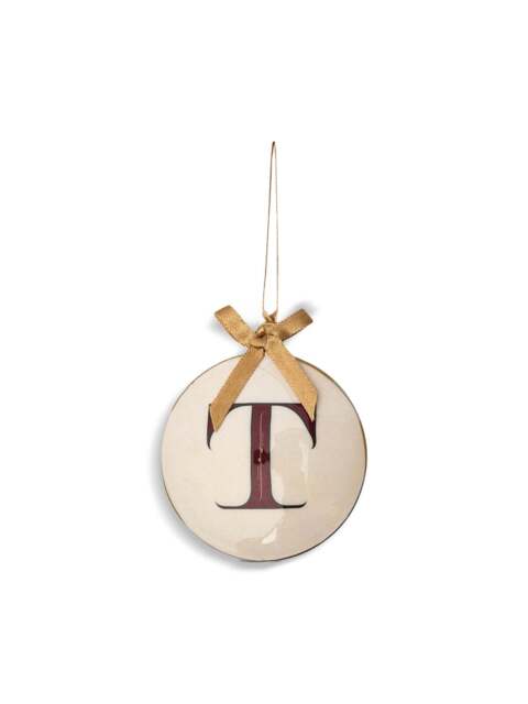 Tinker Tailor Enamel Round Alphabet Letter Bauble White / Red in White/Red