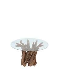 Barker and Stonehouse Whinfell Round Glass Top 4 Seater Dining Table in Reclaimed Teak With Glass Top, Size 130cm - thumbnail 3