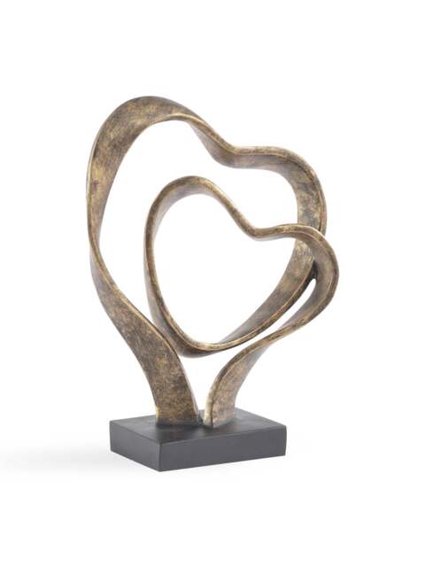 Libra Interiors Double Heart Sculpture in Bronze, Size One - image 1
