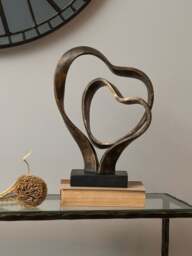 Libra Interiors Double Heart Sculpture in Bronze, Size One - thumbnail 2