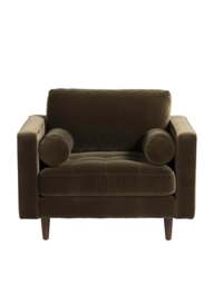 Barker and Stonehouse Hemingway Velvet Armchair in Green - thumbnail 2