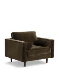 Barker and Stonehouse Hemingway Velvet Armchair in Green