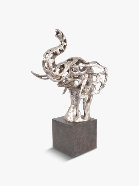 Libra Interiors Addo Abstract Elephant Head Sculpture In Resin in Silver, Size One - image 1