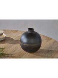 Nkuku Endo Recycled Iron Vase in Black, Size 24cm - thumbnail 2
