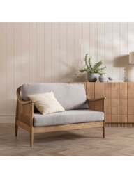 Barker and Stonehouse Yardley Fabric 2 Seater Sofa With Rattan in Green - thumbnail 2