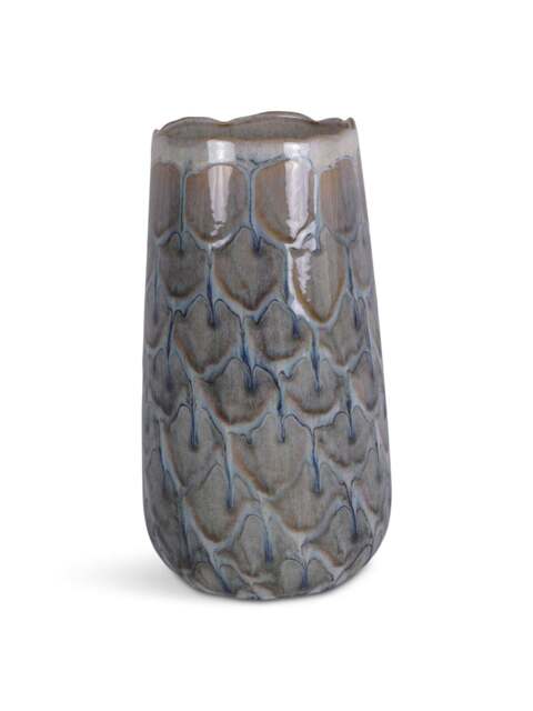 Libra Interiors Armadillo Azure Ceramic Vase in White Blue Grey, Size 19x19x23 - image 1
