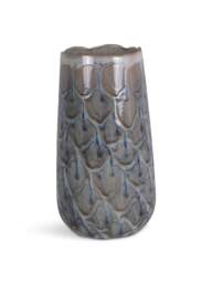 Libra Interiors Armadillo Azure Ceramic Vase in White Blue Grey, Size 19x19x23 - thumbnail 1