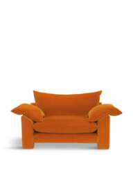 Barker and Stonehouse Hoxton Chenille Fabric Snuggle Armchair in Orange, Size 2 Seater