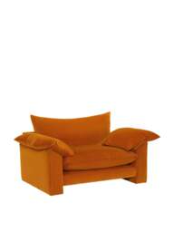 Barker and Stonehouse Hoxton Chenille Fabric Snuggle Armchair in Orange, Size 2 Seater - thumbnail 2