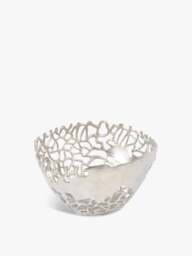 Libra Interiors Apo Coral Aluminium Bowl in Silver, Size 31x31x18