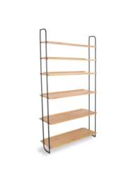Heal's Brunel Lean To Wide Shelves Oak in Brown, Size 100x35x175 - thumbnail 1