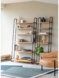 Heal's Brunel Lean To Wide Shelves Oak in Brown, Size 100x35x175 - thumbnail 2