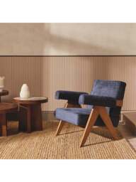 Barker and Stonehouse Bogart Fabric Club Armchair in Blue - thumbnail 2