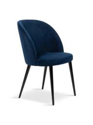 Heal's Austen Dining Chair Plush Velvet Indigo Black Leg in Blue, Polyester, Size 52x57x84