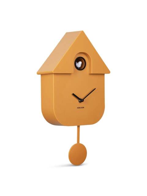 Present Time Modern Cuckoo Clock in Ochre Yellow - image 1