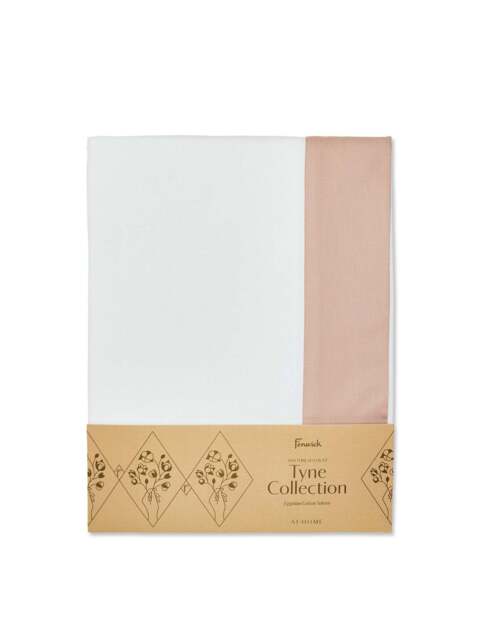 Fenwick at Home Tyne Collection Duvet Cover Pink in White/Blush, Cotton/Linen, Size King