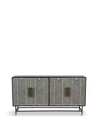 Libra Interiors Delaney Bone Inlay Four Door Buffet Cabinet Black in Black White, Wood/Metal - thumbnail 1