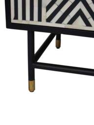 Libra Interiors Delaney Bone Inlay Four Door Buffet Cabinet Black in Black White, Wood/Metal - thumbnail 4