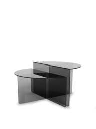 Barker and Stonehouse Vetro Smoked Glass Round Coffee Table Set in Grey