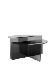 Barker and Stonehouse Vetro Smoked Glass Round Coffee Table Set in Grey - thumbnail 2