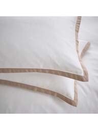 Bedeck of Belfast Fine Linens Olenna 250 Thread Count Cotton Sateen Bedding Cover Set White in Truffle/Chalk, Cotton/Linen, Size Double - thumbnail 2